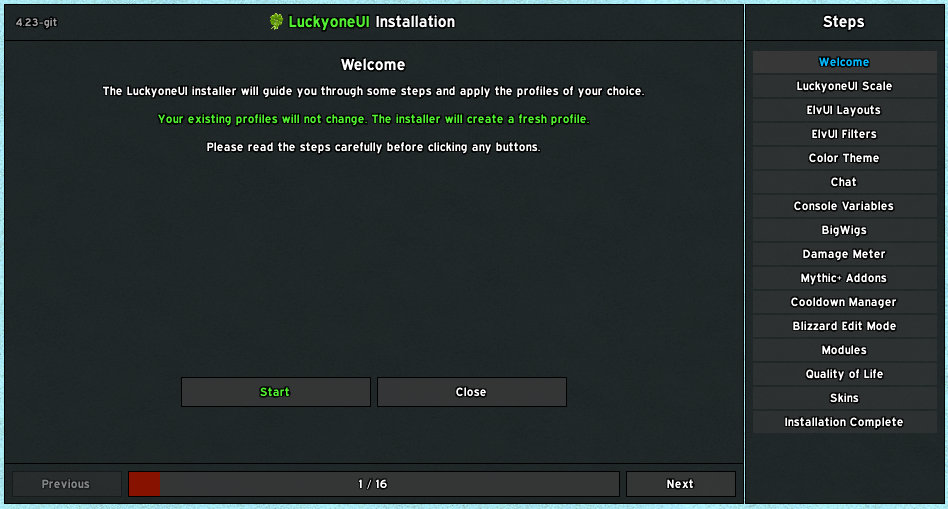 LuckyoneUI installer window